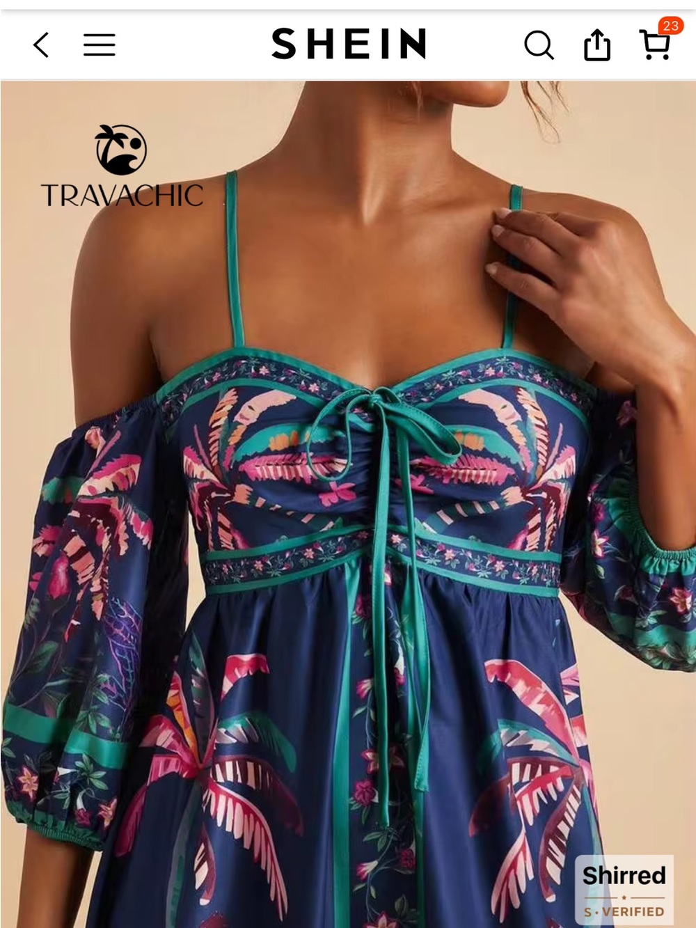 SHEIN size 8/10 Loose fit tropical Off-Shoulder Maxi Dress - Picture 3 of 3